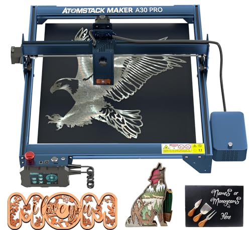 ATOMSTACK A30 Pro Laser Graviermaschine, 33W Laser Cutter mit Air Assist Kit, Unerreichte Kraft und Präzision 32 Bit Motherboard, ideal für Holz, Acryl, Edelstahl, Gravierbereich 400x400mm von ATOMSTACK
