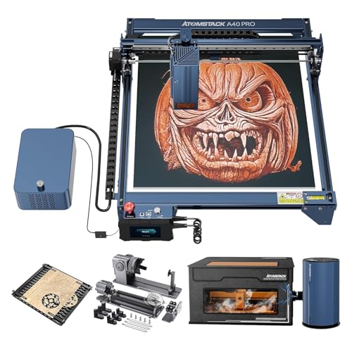 ATOMSTACK A40 Pro Laser Graviermaschine 48W Schneidmodus, 24W Gravurmodus, 210W CNC Lasergravierer Laser Cutter mit FB2 Schutzhülle, D2 Luftreiniger, R1 Pro Roller, F3 Matrix Workbench, Air Assist von ATOMSTACK