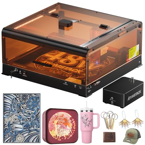 ATOMSTACK A48 Ultra 48W Laser Graviermaschine F60 60L/min luftunterstützt Optischer Laser gravierer Power Laser All-in-One Graveur mit B3 Kasten Pinpoint Kamera von ATOMSTACK