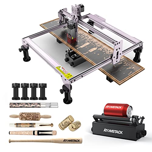 ATOMSTACK A5 PRO Laser Graviermaschine mit R3 Laser-Rotationswalze, 40W Laserschneidemaschine, CNC Graviermaschine mit komprimiertem Punkt, Lasergravur Maschine für Holz, Metall, Acryl von ATOMSTACK