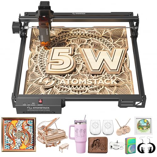 ATOMSTACK A5 PRO V2 5W Lasergravurmaschine, Lasergraviermaschine für Einsteiger, 400 mm/s und mit einem von 400 x 400 mm, für Leder, Keramik, dunkles Acryl, beschichtetes Metall von ATOMSTACK