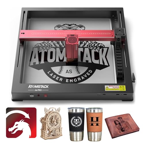 ATOMSTACK A6 Pro Laser Graviermaschine, 6W Lasergravur Maschine mit Lightburn Core Software, Laser Cutter mit Panzerkettendesign, Nicht verstopfendes Lasermodul, Gravurbereich 370x310mm von ATOMSTACK
