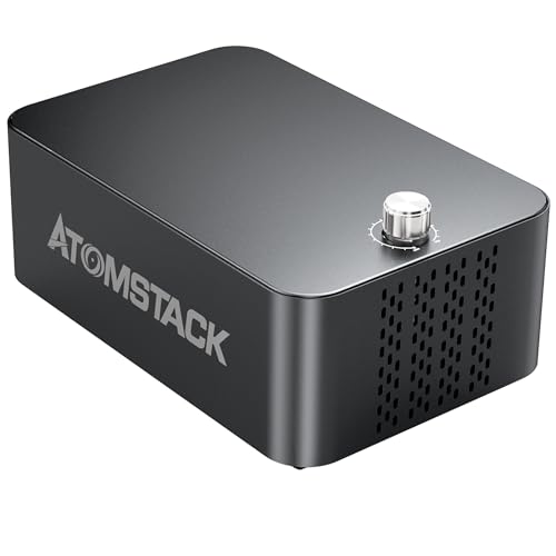 ATOMSTACK F60 Air Assist 10-60 L/min Laser-Luftunterstützungspumpe für Laserschneider Airflow-Gravierer Schnelleres und tieferes Schneiden Geringerer Lärm Geringere Vibration von ATOMSTACK