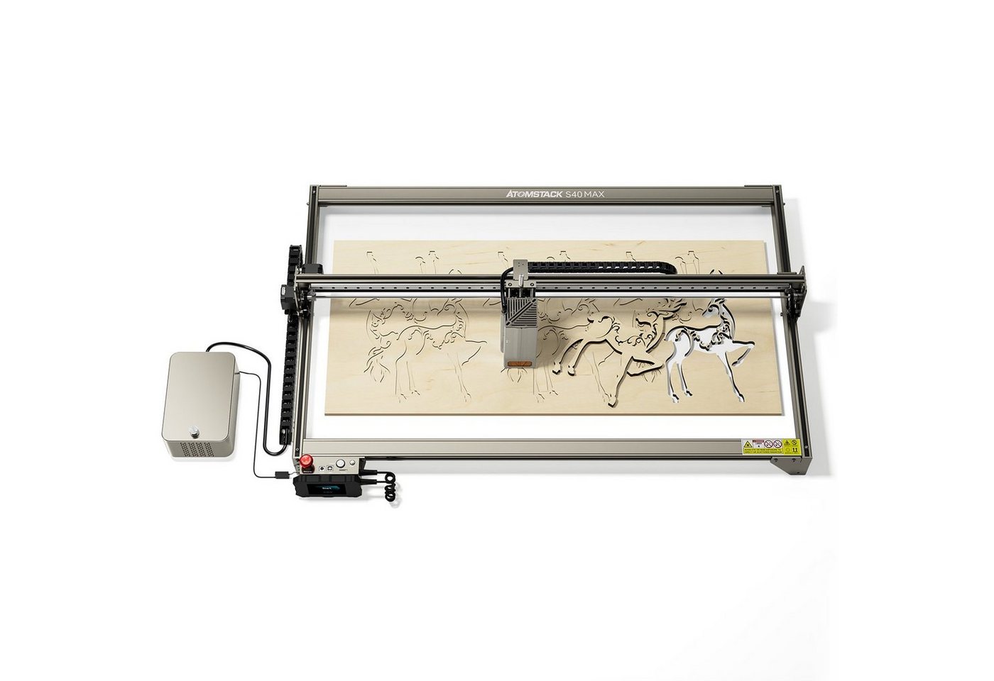 ATOMSTACK Graviergerät S40 MAX 40 W Lasergravierer mit doppelter Luftunterstützungspumpe, 220-240 V, Maschinenleistung: 210 W, Laserleistung: 180 W (im Schneidmodus), 850 x 400 mm Arbeitsbereich und Augenschutzdesign von ATOMSTACK