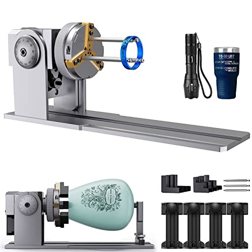 ATOMSTACK R1 Laser Rotationswalze,6000 mm/min Laser Rotary Roller Klauenscheibenwalze für Laser Graviermaschine,Y-Achsen-Rotationswalze zum Gravieren Irregulär Objekten,Ring,Weinglas,Stift,kugelförmig von ATOMSTACK