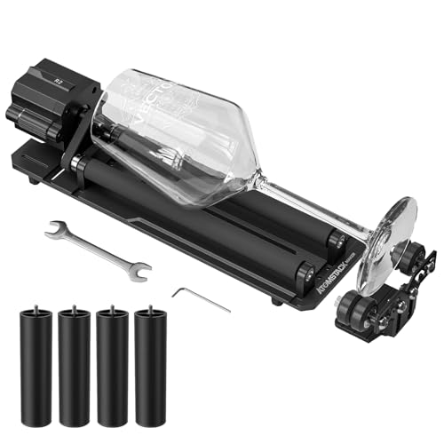 ATOMSTACK R2 V2 Laser Rotationswalze Rotary Roller Lasergravierer dreht Zylinder ohne Installation A6 A12 A24 Pro Gravierer ist 360°Drehung von gravierten zylindrischen Objekten kompatibel von ATOMSTACK