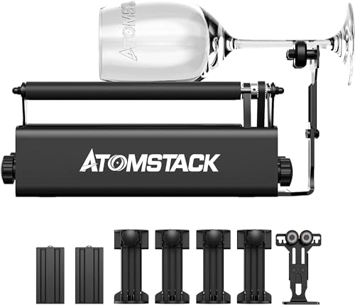 ATOMSTACK R3 Pro Rotationsaufsatz mit Erhöhung für Lasergravierer, 360° drehbar für die Lasergravur von zylindrischen Objekten unterschiedlicher Größe, Dosen, für Laserschneider und Graviermaschinen von ATOMSTACK