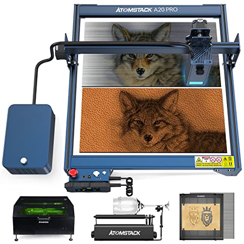 ATOMSTACK X20 PRO 130W Laser graviermaschine Laserschneider 20W mit Zwei Pumpen F2 Wabenplatte R3 Pro 360° drehbare Walze B1 Schutzkasten von ATOMSTACK