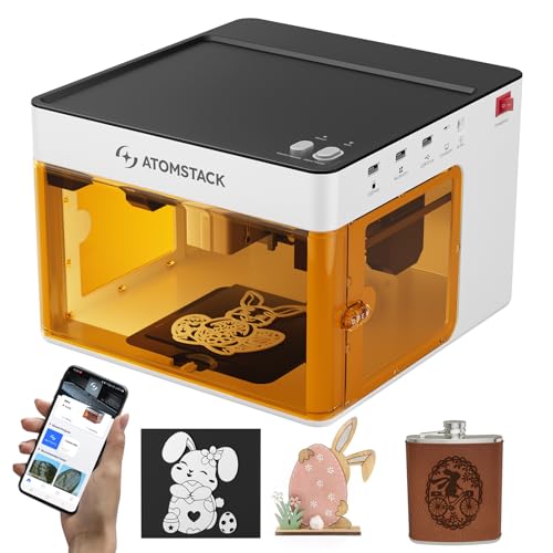 Atomstack P1 Mini Laser Graviermaschine, 5W Diode Laser Cutter Tragbare Desktop Lasergravur, CoreXY Dualmotor, Kostenlose Atomstack App mit Designbibliothek, 110x110mm Gravurbereich von ATOMSTACK