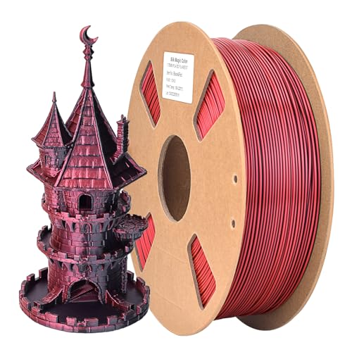 ATOMUS Dual Color PLA Filament 1,75 mm, Shiny Silk 3D Printer Filament Bundle, 1 kg Spule (2,2 lbs) Farbwechsel PLA Filament für die meisten FDM 3D-Drucker Schwarz Rot von ATOMUS