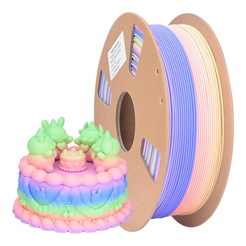 ATOMUS Matte Rainbow PLA 3D-Drucker Filament 1,75mm, Mehrfarbige Matte Oberfläche 1kg Spule (2,2lbs), Macaron Rainbow Schneller Farbwechsel, geeignet für die meisten FDM 3D-Drucker von ATOMUS