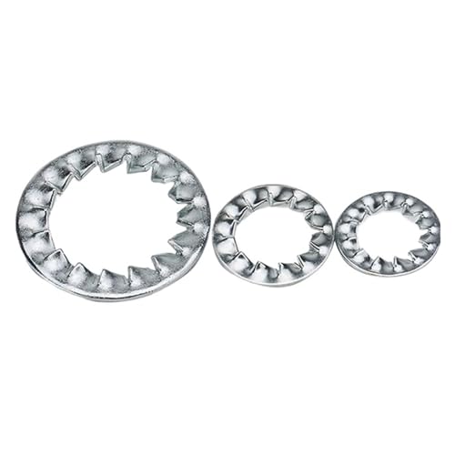 10–100 Stück Innen- und Außenzahnscheiben, Unterlegscheiben, M3–M24, Edelstahl 304, innen und außen gezackte, rüttelfeste Dichtung(Inside Toothed,10pcs M24) von ATOMUSERLY