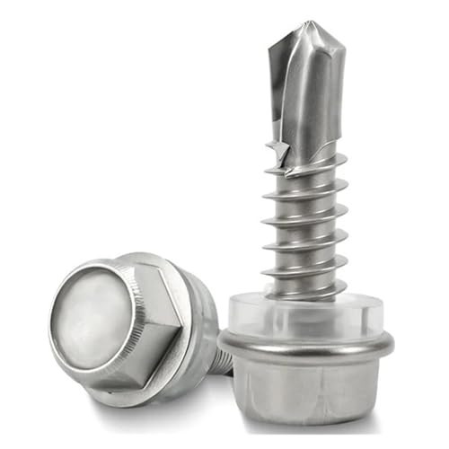 ATOMUSERLY 2–10 Stück 410 Edelstahl Selbstschneidende Schraube Außensechskant Trockenbau Gipskarton Metall Holz Bohrschrauben mit Nylon-Abstandshaltern M5.5 M6.3(M6.3x90(2Pcs)) von ATOMUSERLY