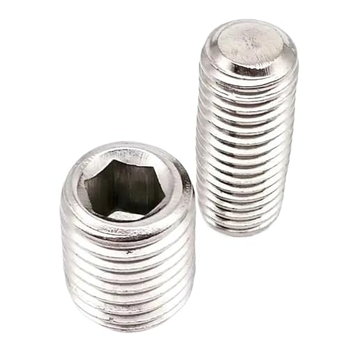 ATOMUSERLY 50 Stück Sechskant-Innensechskantschraube mit Flacher Spitze, Madenschraube M2 M2.5 M3 M4 M5 M6 M8 A2-70 304 Edelstahl(50pcs M2x4mm) von ATOMUSERLY
