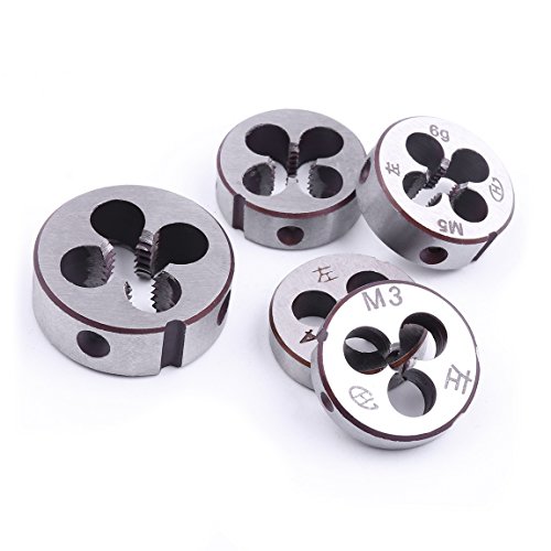 ATOPLEE 5 Stück Metrischer Linksgewinde-Schneideisen Satz,M3 x 0,5 mm / M4 x 0,7 mm / M5 x 0,8 mm / M6 x 1,0 mm / M8 x 1,25 mm von ATOPLEE