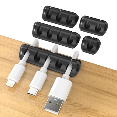 Kabelhalter selbstklebend Kabelclips,5 Stück Kabelmanagement Silikon Kabelklemmen für Schreibtisch,Kabel Organizer für USB Ladekabel, Netzkabel, Audiokabel,Büro Kabelhalterung von ATOYOGA