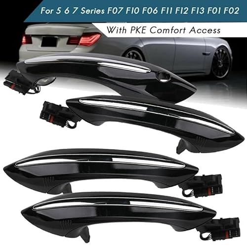 ATPONCX Auto Außentürgriff 4X Schwarzer Außenaußenaußen-Komfortzugangs-Türgriffsatz/Passend for BMW 5 6 7 Series F07 F10 F11 F06 F12 F13 F01 F02 51217231931 von ATPONCX