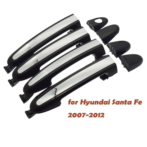 ATPONCX Auto Außentürgriff Türgriffe vorne hinten links rechts, Chrom und Schwarz, passend for Hyundai Santa Fe 2007 2008 2009 2010 2011 2012 82651-2B000(Front Rear 4pcs) von ATPONCX