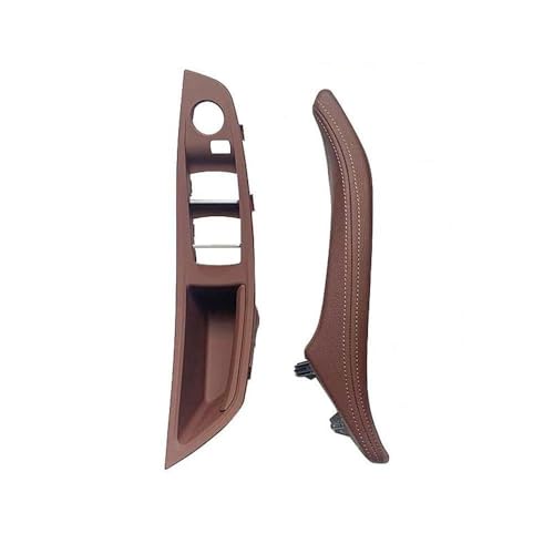 ATPONCX Auto Innenraum Türgriff Auto-Innenraum-Leder-Innentürgriff-Panel-Zug-Trim-Abdeckung/passend for BMW 5er F10 F11 F18 520i 523i 525i 528i 535i(LHD Front 2pcs Brown) von ATPONCX