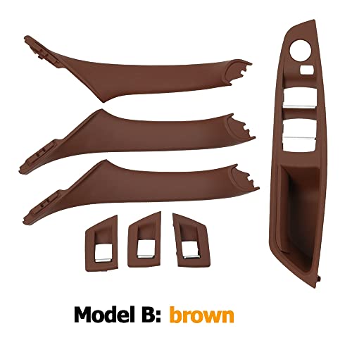 Auto Innenraum Türgriff Rechte Fahrer Autos RHD Interne Armlehne Panel Türgriff Abdeckung Trim 7 teile/satz Ersatz/Fit for BMW 5 Serie f10 F11 520i 523i 525i(Model B Brown) von ATPONCX