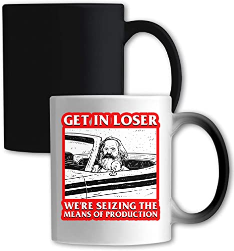 ATPRINTS Karl Marx Get In Loser We Are Seizing The Means of Production Farbwechsel-Becher Weiß One Size von ATPRINTS