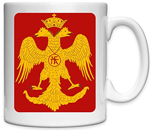 Byzantine Eagle Red And Yellow Artwork Bedruckte Keramikbecher Tasse von ATPRINTS