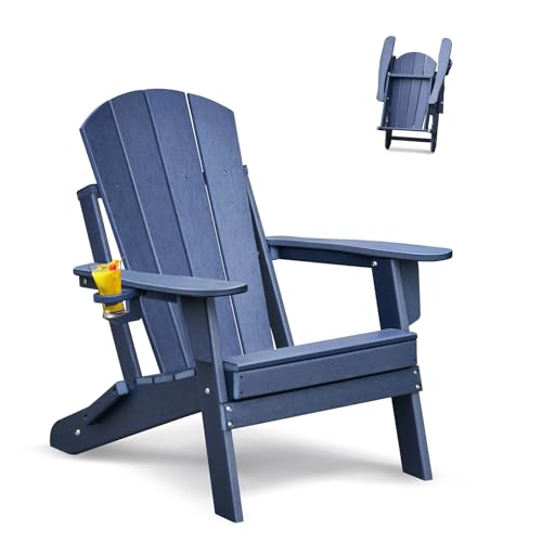 ART TO REAL ATR Adirondack Stuhl mit Getränkehalter,Klappbar Adirondack Chair Kunststoff,Wetterfester Gartenstuhl, Gartensessel aus Outdoor-Stuhl für Garten,Terrasse von ART TO REAL