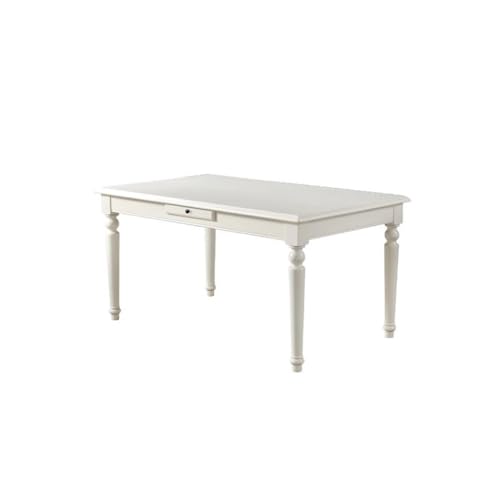ATREDESES Esstisch Einfacher weißer Esstisch aus massivem Holz for Zuhause mit rechteckiger Schublade Esszimmertisch(A:135CM*85CM*76CM) von ATREDESES