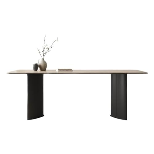 ATREDESES Esstisch Rechteckiger Rock Slab Esstisch Restaurant Einfaches Retro Massivholz Esszimmertisch(140x80x75cm) von ATREDESES