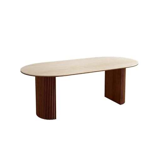 ATREDESES Esstisch Retro Esstisch Rock Slab Oval Tabletop Home Wohnzimmer Esszimmertisch(1.4x0.8x0.75m) von ATREDESES
