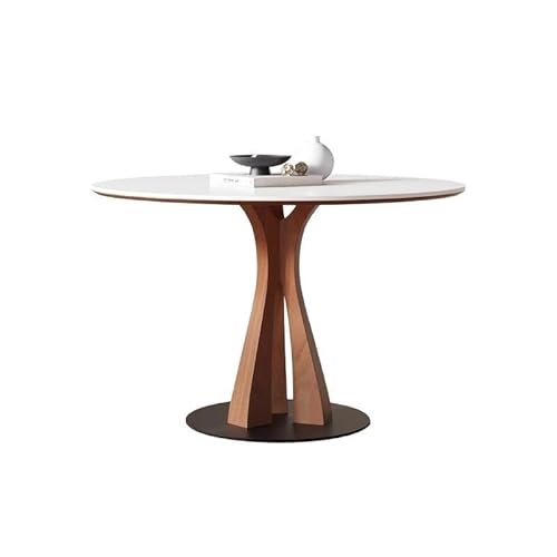 ATREDESES Esstisch Runder Esstisch Home Retro Restaurant Holzkanten Rock Board Runder Tisch Esszimmertisch(1.2m) von ATREDESES