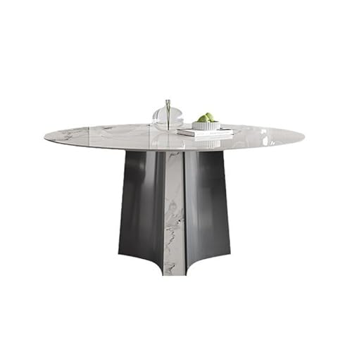 ATREDESES Esstisch Schiefer Runder Tisch Esszimmer Modern Einfach Home Edelstahl Esszimmertisch(1.35m) von ATREDESES