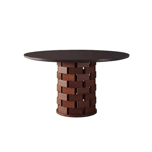 ATREDESES Esstisch Schwarzer Schiefer Runder Tisch Home Restaurant Esstisch Retro Holz Esszimmertisch(150 * 150 * 75cm) von ATREDESES