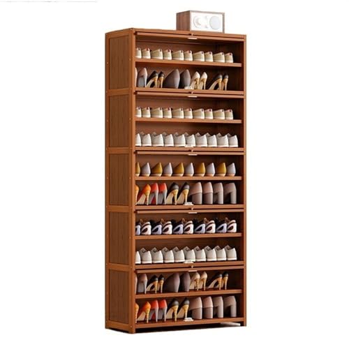 ATREDESES Schuhregal Freistehender Schuhaufbewahrungs-Organizer for den Eingangsbereich, großer Bambus-Schuhschrank mit Klapptür, moderner Schuhaufbewahrungsschrank Schuhregal(11-Layers 80cm) von ATREDESES