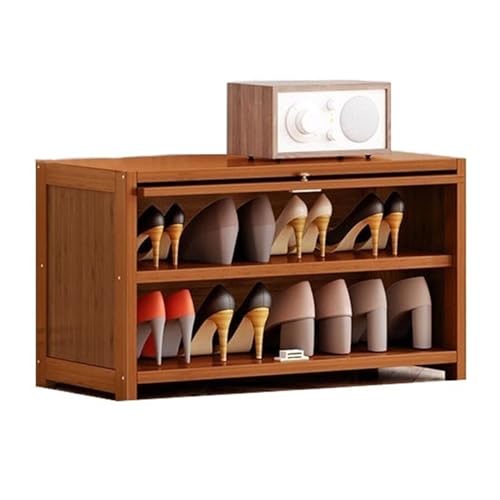 ATREDESES Schuhregal Freistehender Schuhaufbewahrungs-Organizer for den Eingangsbereich, großer Bambus-Schuhschrank mit Klapptür, moderner Schuhaufbewahrungsschrank Schuhregal(3-Layers 60cm) von ATREDESES