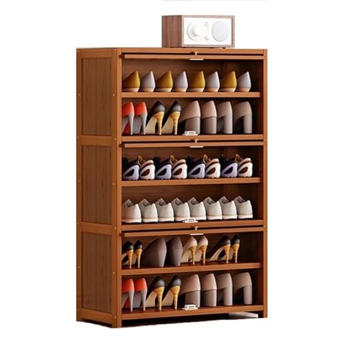 ATREDESES Schuhregal Freistehender Schuhaufbewahrungs-Organizer for den Eingangsbereich, großer Bambus-Schuhschrank mit Klapptür, moderner Schuhaufbewahrungsschrank Schuhregal(7-Layers 70cm) von ATREDESES