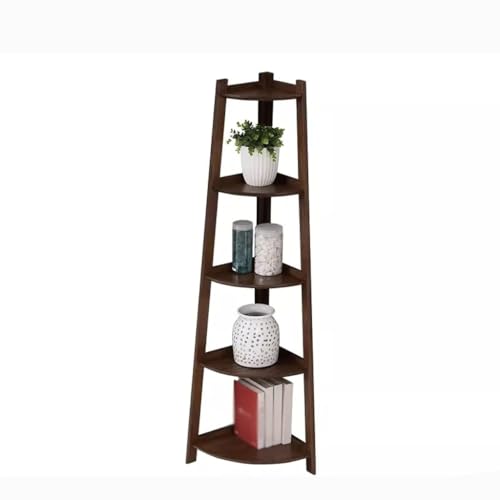 Bücherregal Massivholz-Aufbewahrungsregal, fünfschichtiges Blumenregal aus Eiche, Massivholz-B-Okregal, Eckregal, nordische Wohnzimmermöbel Dekoratives Aufbewahrungsregal Bücherregal Massivholz-Aufbewahrungsregal, fünfschichtiges Blumenregal aus Eiche, Massivholz-B-Okregal, Eckregal, nordische Wohnzimmermöbel Dekoratives Aufbewahrungsregal von ATREDESES