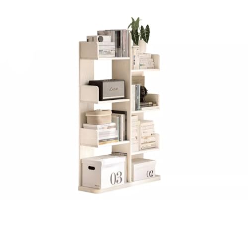 Bücherregal Massivholz Bücherregal Standstehend cremefarben weiß Kaktus Lagerregal Home Eckbücherregal Displayregal Dekoratives Lagerregal(80cm) von ATREDESES
