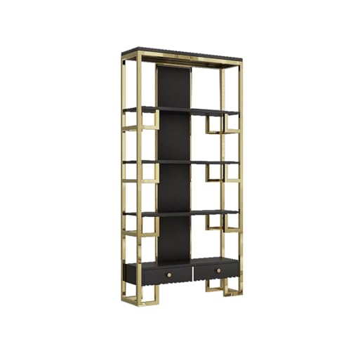 Bücherregal Moderne Licht Luxus Edelstahl Kreative Bücherregal Büro Schmiedeeisen Lagerregal Einfache Wohnzimmer Display Rack Dekoratives Aufbewahrungsregal(B,M:100X30X200cm) von ATREDESES