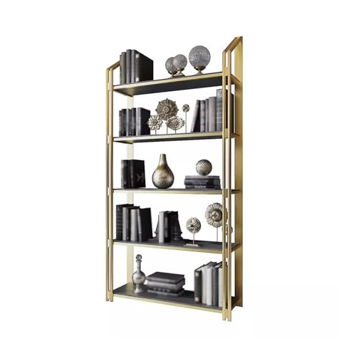 Bücherregal Modernes, leichtes, luxuriöses Arbeitszimmer-Bücherregal for Büro und Wohnzimmer, kreativer Edelstahl-Trennwand-Präsentationsständer Dekoratives Aufbewahrungsregal(S:80X30X200cm) von ATREDESES