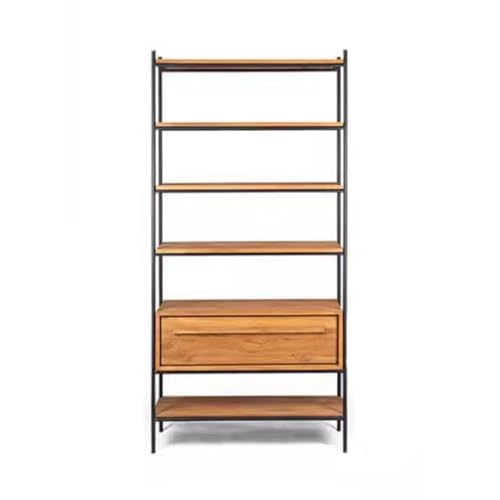 Bücherregal Retro-Bücherregal Aus Eisen, Einfaches Bodenstehendes, Mehrschichtiges Lagerregal, Schrank, Heimlagerregal Dekoratives Aufbewahrungsregal(A:80CMX35CMX195CM) von ATREDESES