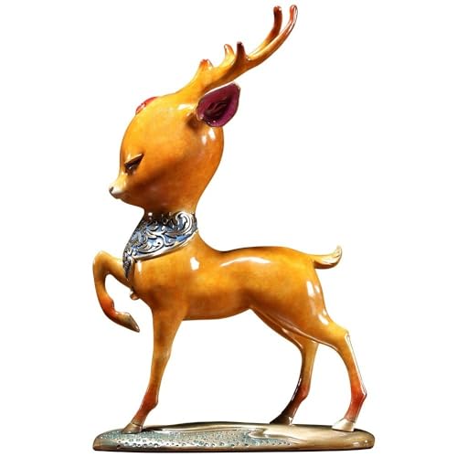 Dekorative Statue Aus Messing Kreative Kupfer Hirsch Schreibtisch Ornamente Home Wohnzimmer Büro Schrank Handgemachte Statue Chinesisches Handwerk Statuen Für Heimtextilien von ATREDESES
