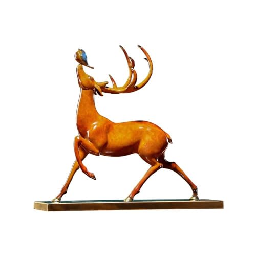 Dekorative Statue Aus Messing Kreative Kupfer Hirsch Schreibtisch Ornamente Home Wohnzimmer Büro Studie Handgemachte Statue Handwerk Vitrinenschrank Statuen Für Heimtextilien von ATREDESES