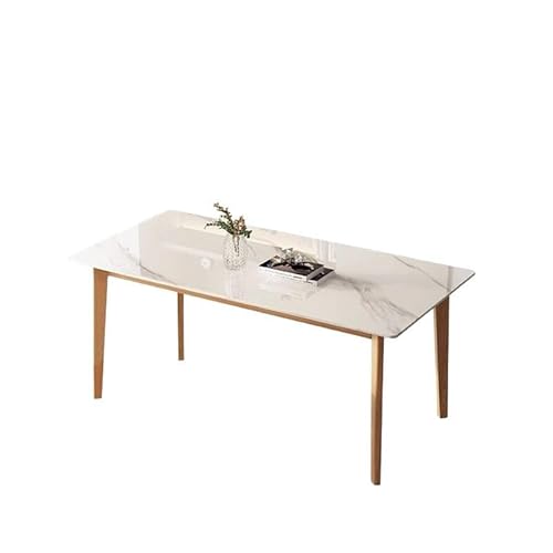Esstisch Rock Plate Esstisch Home Modern Simple Weiß Rechteckig Esszimmertisch(180x90x76cm) von ATREDESES