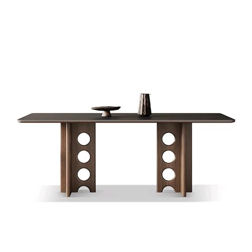 Esstisch Rock Plate Esstisch Pure Black Tabletop Kleine Größe Restaurant Holzbasis Esszimmertisch(140 * 80 * 75cm) von ATREDESES