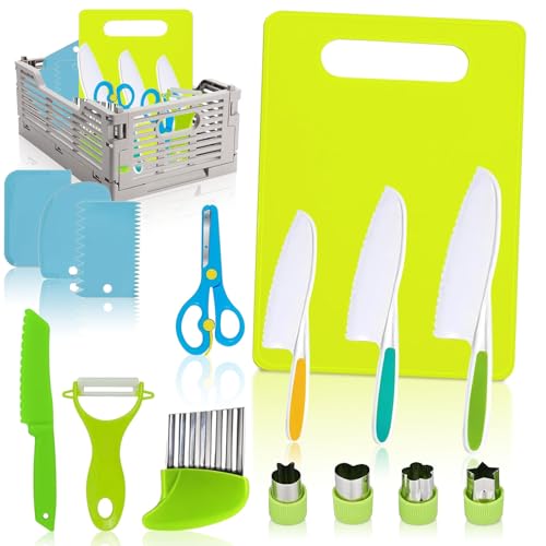 ATSGJLZN 16-Teiliges kindermesser set, Kinder Küchenmesser mit Aufbewahrungsbox, Sicherheit Kindermesser ab 2 Jahre, Montessori Messer, Kinder Kochset zum Schneiden und Kochen von Obst oder Gemüse ATSGJLZN 16-Teiliges kindermesser set, Kinder Küchenmesser mit Aufbewahrungsbox, Sicherheit Kindermesser ab 2 Jahre, Montessori Messer, Kinder Kochset zum Schneiden und Kochen von Obst oder Gemüse von ATSGJLZN