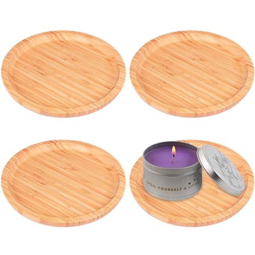 ATSGJLZN Kerzenteller, 4 Stücke Kerzenuntersetzer Kerzenständer Holz Kerzenhalter für Kerzen Taufkerze Untersetzer Holz (Ø 9 cm) von ATSGJLZN