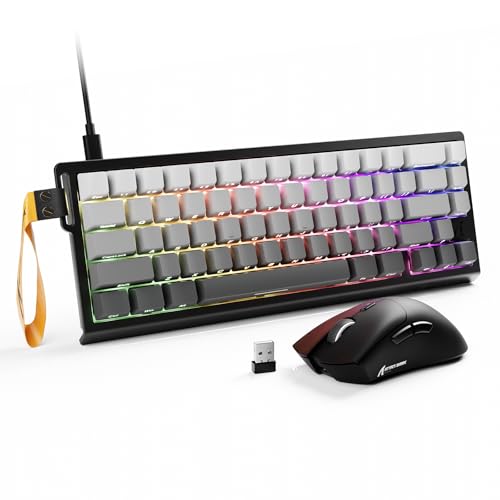 ATTACK SHARK X68 HE & R1 Gaming Tastatur Maus Set, 8000 Hz Rapid Trigger-Kabeltastatur, 0,01mm RT-Genauigkeit, Snap Tap, 59g Superlight Kabellose Maus, 18000DPI, Bluetooth/Kabel/2,4G, Mondnacht von ATTACK SHARK