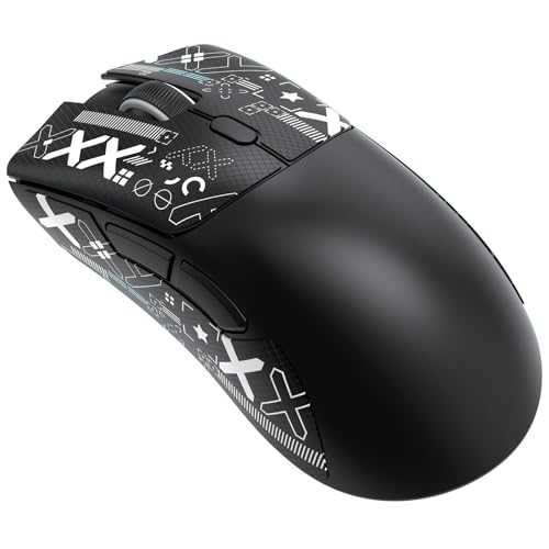 ATTACK SHARK R1 59g Superlight Maus mit Klebeband, PixArt PAW3311 Gaming-Sensor, BT/2,4G kabellose/kabelgebundene Gaming-Maus, 6 einstellbare DPI bis zu 18000, 65 Stunden Akku (schwarz) von ATTACK SHARK