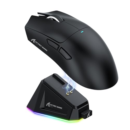 ATTACK SHARK X11 Gaming Mouse mit Magnetic Charging Dock, PixArt PAW3311 Gaming Sensor, BT/2.4G Wireless/Wired Gaming Mouse, 22000 DPI, Office Mice Gamer Mice Mice for Win11/Xbox/PS/Mac (Schwarz) von ATTACK SHARK